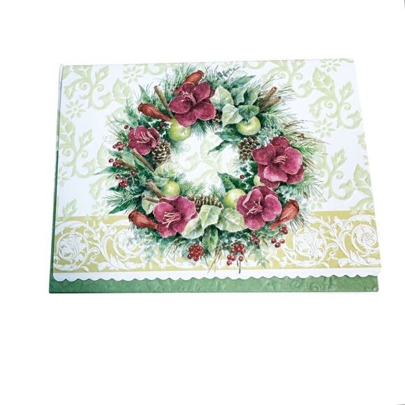 Carol Wilson Fine Arts Christmas Wreath Cards Embossed Lace Set of 10 NEW - Picture 1 of 6